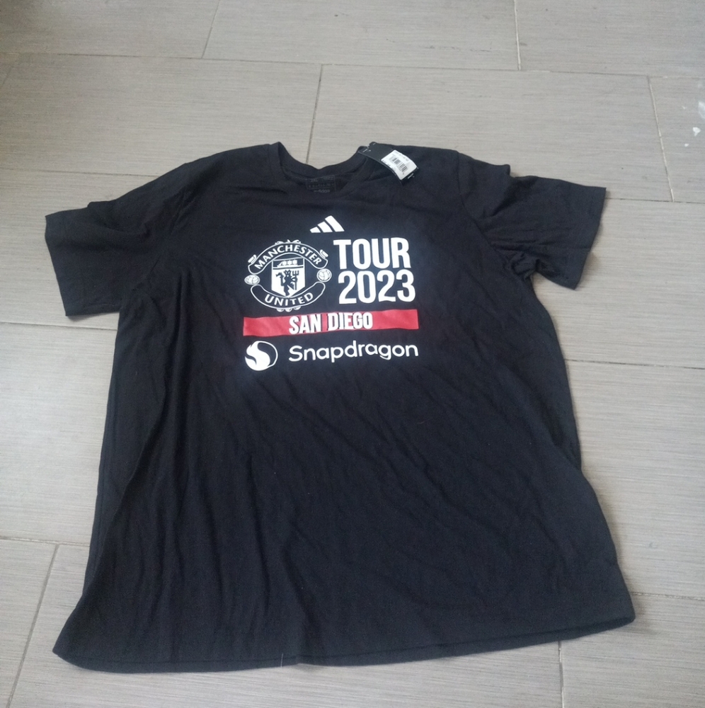 Mens Black Adidas Tour 2023 Manchester United San Diego Snapdragon Shirt Sz 2XL